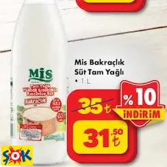 Mis Bakraçlık Süt Tam Yağlı 1 L