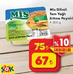 Mis Dilimli Tam Yağlı Eritme Peyniri 200 G