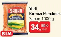 Saban Yerli Kırmızı Mercimek 1000 G