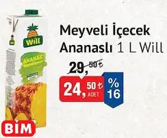 Will Meyveli İçecek Ananaslı 1 L