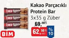 Züber Kakao Parçacıklı Protein Bar 3x35 g