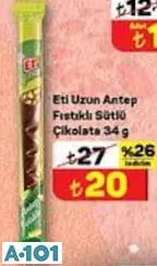 Eti Uzun Antep Fıstıklı Sütlü Çikolata 34 G