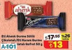 Eti Ahenk Gurme Sütlü Çikolatalı/Gurme Bitter Çikolatalı Gofret 50 G