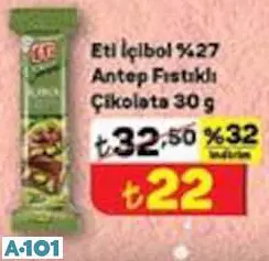 Eti İçibol %27 Antep Fıstıklı Çikolata 30 G