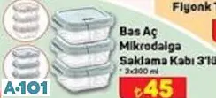 Bas Aç Mikrodalga Saklama Kabı 3'Lü