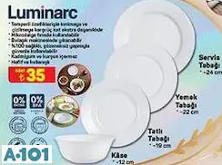 Luminarc Kase 14 Cm/Tatlı Tabağı 19 Cm/Yemek Tabağı 22 Cm/Servis Tabağı 24 Cm