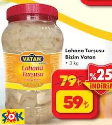 Bizim Vatan Lahana Turşusu 3 Kg