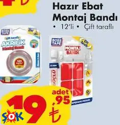 Boss Tape Hazır Ebat Montaj Bandı 12'Li