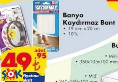 Boss Tape Banyo Kaydırmaz Bant 19 Mm X20 Cm 10'Lu