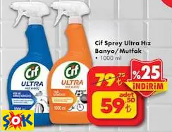 Cif Sprey Ultra Hız Banyo/Mutfak 1000 Ml