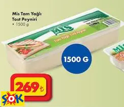 Mis Tam Yağlı Tost Peyniri 1500 G