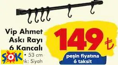 Vip Ahmet Askı Rayı 6 Kancalı 53 Cm