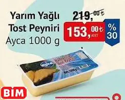 Ayca Yarım Yağlı Tost Peyniri 1000 G