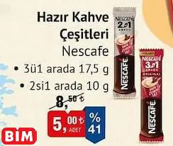 Nescafe Hazır Kahve Çeşitleri 17.5/10 G