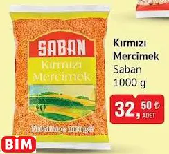 Saban Kırmızı Mercimek 1000 G