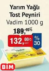 Vadim Yarım Yağlı Tost Peyniri 1000 G