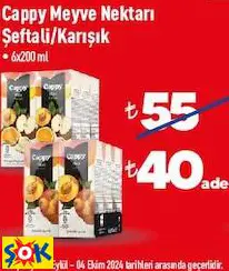 Cappy Meyve Nektarı Şeftali/Karışık 6X200 Ml