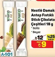 Nestle Damak Antep Fıstıklı Stick Çikolata Çeşitleri 18 G