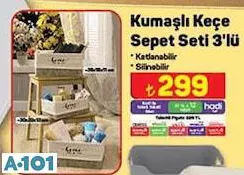 Kumaşlı Keçe Sepet Seti 3'lü