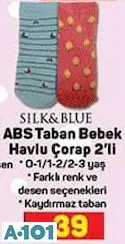 Silk&Blue ABS Taban Bebek Havlu Çorap 2'li