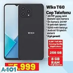 Wiko T60 Cep Telefonu 256 GB