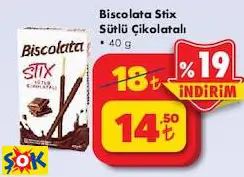 Biscolata Stix Sütlü Çikolatalı 40 G