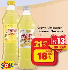 Crown Limonata/Limoanata Şekersiz 1 L