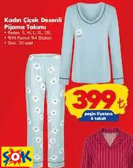 Koza Soft Kadın Çiçek Desenli Pijama Takımı