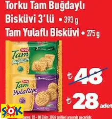 Torku Tam Buğdaylı Bisküvi 3'lü 393 g / Tam Yulaflı Bisküvi 375 g