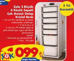 Zola 2 Büyük 4 Küçük Sepetli Çok Amaçlı Dolap Kristal Renk