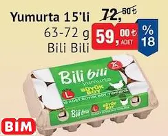 Bili Bili Yumurta 15'Li  63-72 G