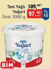 Dost Tam Yağlı Yoğurt 3000 G