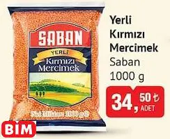 Saban Yerli Kırmızı Mercimek 1000 G