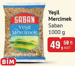 Saban Yeşil Mercimek 1000 G