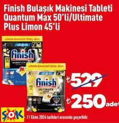 Finish Bulaşık Makinesi Tableti Quantum Max 50'Li/Ultimate Plus Limon 45'Li