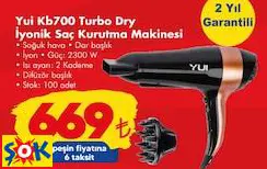 Yui KB700 Turbo Dry İyonik Saç Kurutma Makinesi