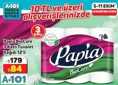 Papia Biocare 3 Katlı Tuvalet Kağıdı 12'Li