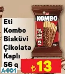 Eti Kombo Bisküvi Çikolata Kaplı 56 G