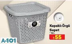 Kapaklı Örgü Sepet 15 L