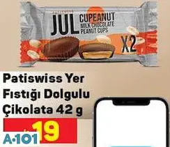 Patiswiss Yer Fıstığı Dolgulu Çikolata 42 G