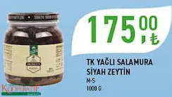 Tarım Kredi Birlik Yağlı Salamura Siyah Zeytin M-S 1000 G