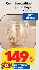 Cam Borosilikat Simli Kupa 250 Ml