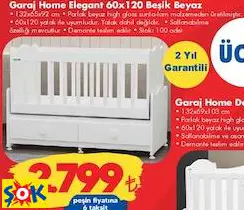 Garaj Home Elegant 60X120 Beşik Beyaz