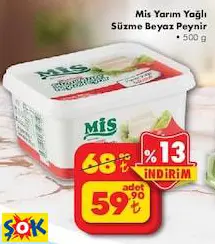 Mis Yarım Yağlı Süzme Beyaz Peynir 500 G