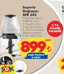 Superia Doğrayıcı SPR 342 500 W 1000 ml