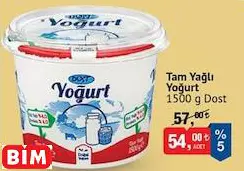 Dost Tam Yağlı Yoğurt 1500 G