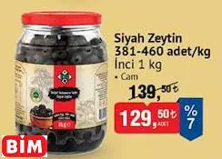 İnci Siyah Zeytin 381/460 Adet/Kg