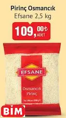 Efsane Pirinç Osmancık 2.5 Kg