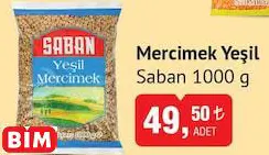 Saban Mercimek Yeşil 1000 G