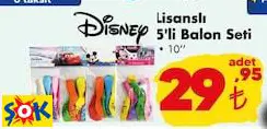 Disney Lisanslı 5'Li Balon Seti